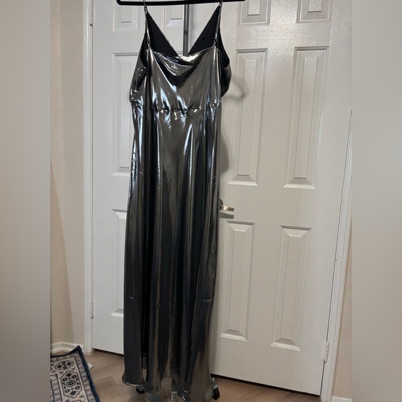NWOT Anthropologie Metallic V-Neck Midi Slip Dress - Picture 5 of 10